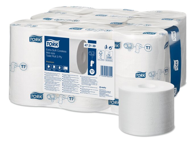 Toilettenpapier "Tork  Midi extra weich hülsenlos Premium " – 3-lagig