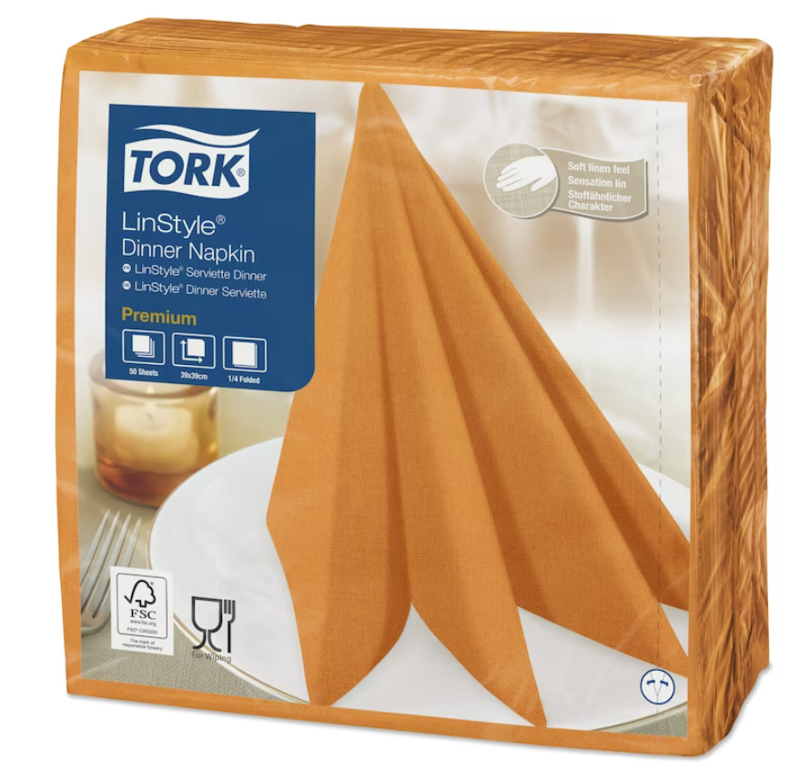 Dinnerservietten "Orange" Tork LinStyle® Tork Premium